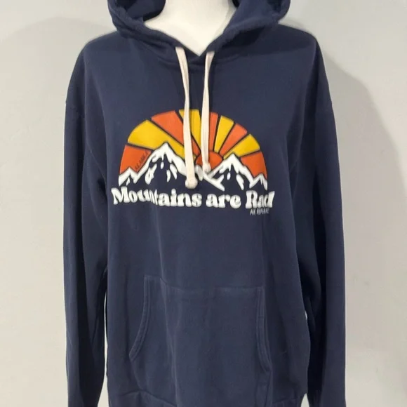 Comfy relaxing AK Republic Navy Graphic Hoodie - “Mountains Are Rad” - Picture 2 of 6